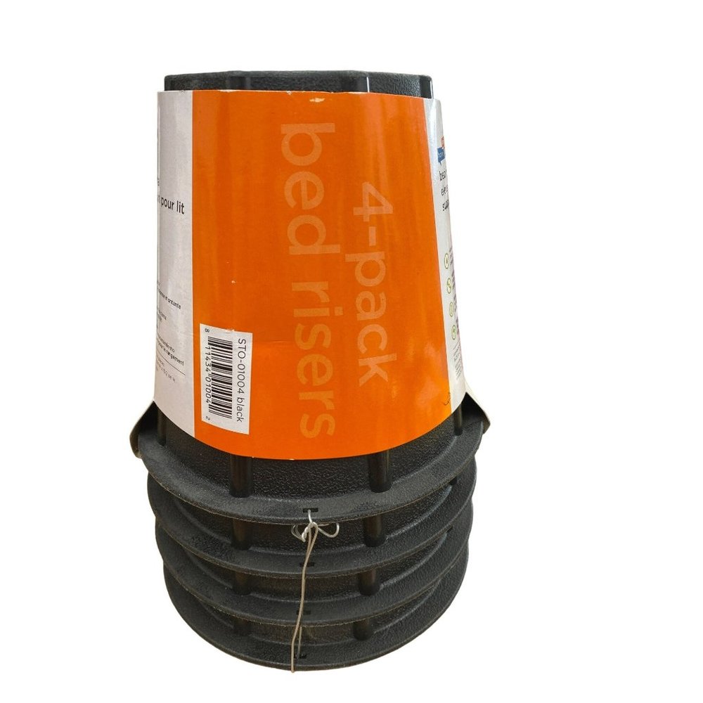 NEW 4 pack bed risers black plastic